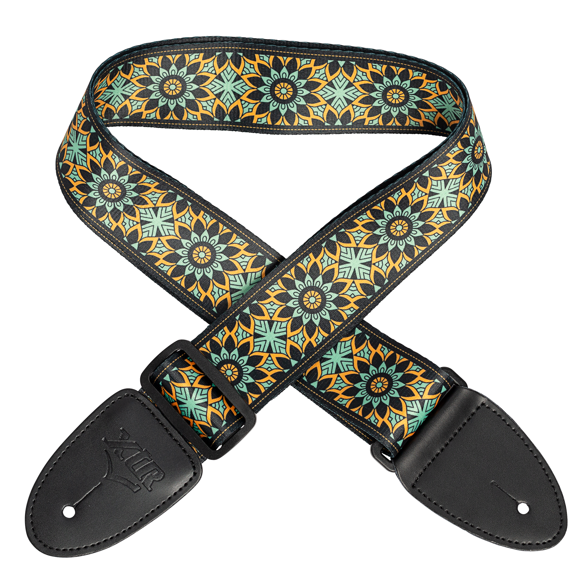 XTR | LS400 | Guitar Strap. Turquoise/yellow. XTR | LS400 | Guitar Strap. Turquoise/yellow.